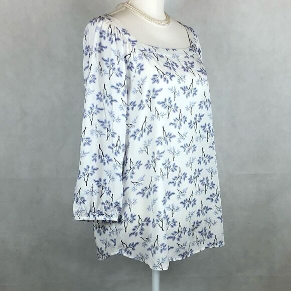 Sz M Ann Taylor Loft Print Trees Square Ne… - Picture 7 of 8